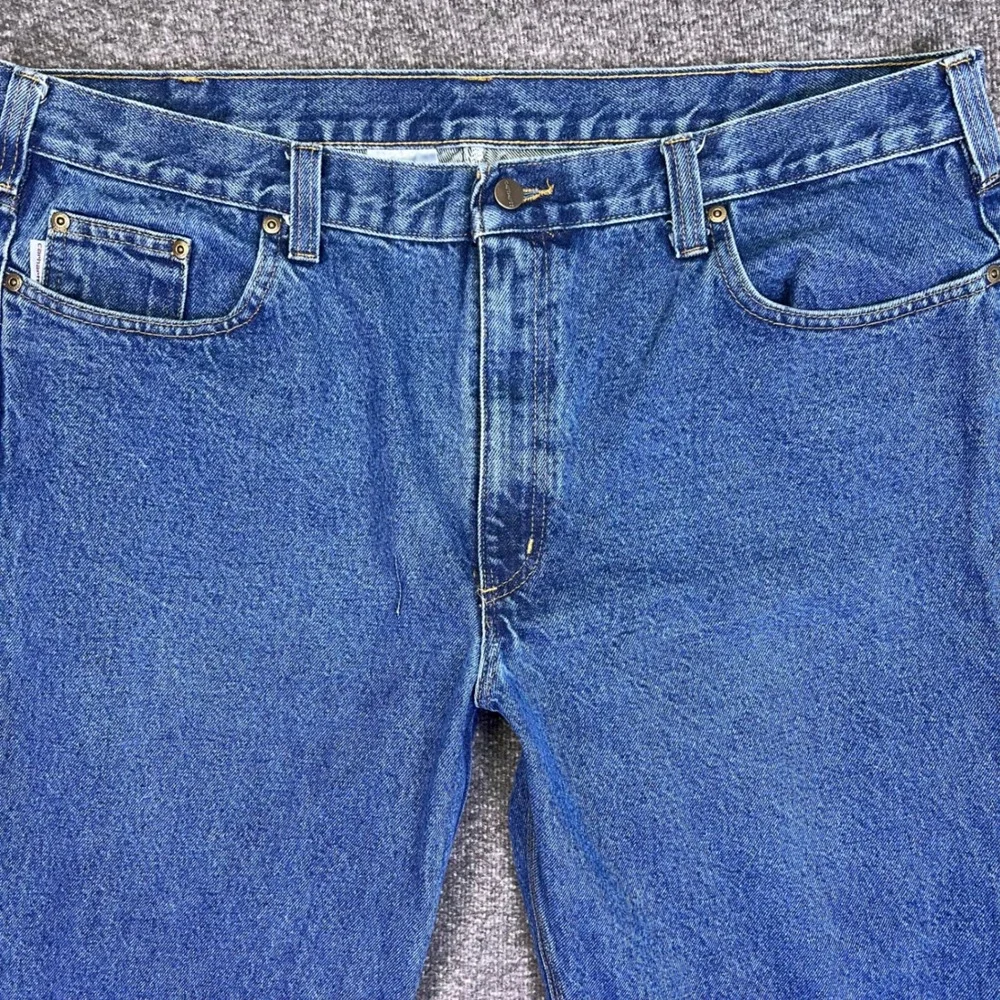 Carhartt Jeans Mens 42x29 Blue RelaxedWorkwear B480-DVB Straight Rugged Denim‎